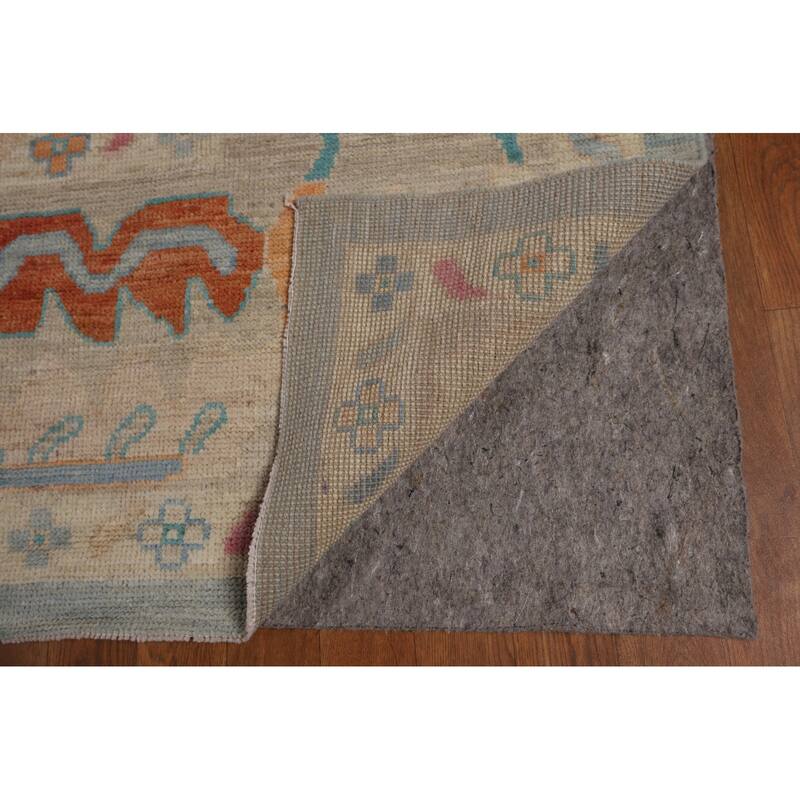 Blue Vegetable Dye Oushak Turkish Large Rug Handmade Wool Carpet - 10'4"x 14'3"