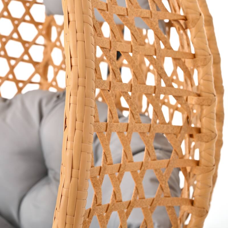 Sturdy Hammock Chair with Stand,Durable Hanging Egg Chair with Rattan Weaving,Comfortable chairs with Soft Removable Cushion