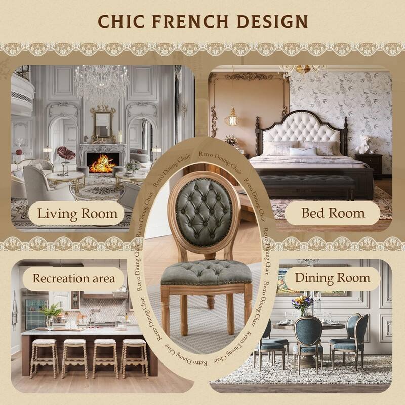 Upholstered French Style Nailhead Dining Chairs(Set of 4)