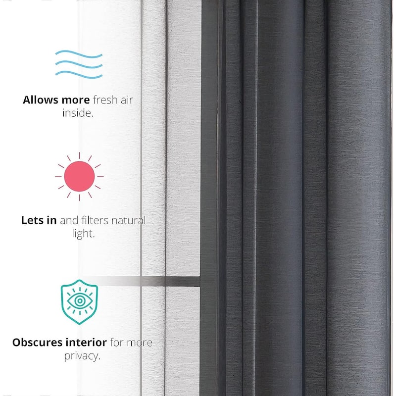 HLC.me Lauren Semi Sheer Rod Pocket & Back Tab Window Curtains Panels, Set of 2