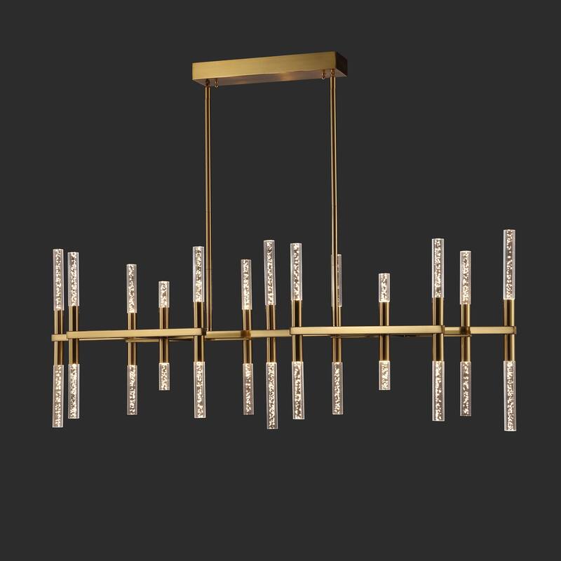SAFAVIEH Couture Mariet Art Deco Acrylic Tube Chandelier - 50 In. W x 15.5 In. D x 25.5 /49.5 In. H - 48"W x 21"D x 18"H