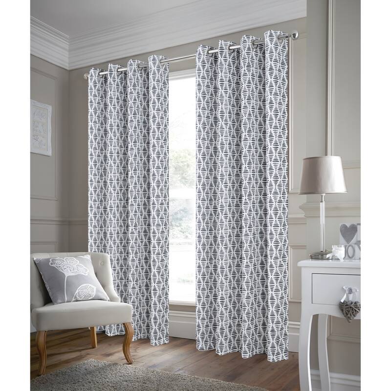 Justice Geometric Privacy Window Curtain Panel 84" or 95" - 54" x 84" - Grey