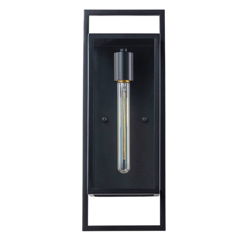 Rennnsan 1-Light Matte Black Rectangular Iron IP23 Outdoor Wall Sconce for Patio