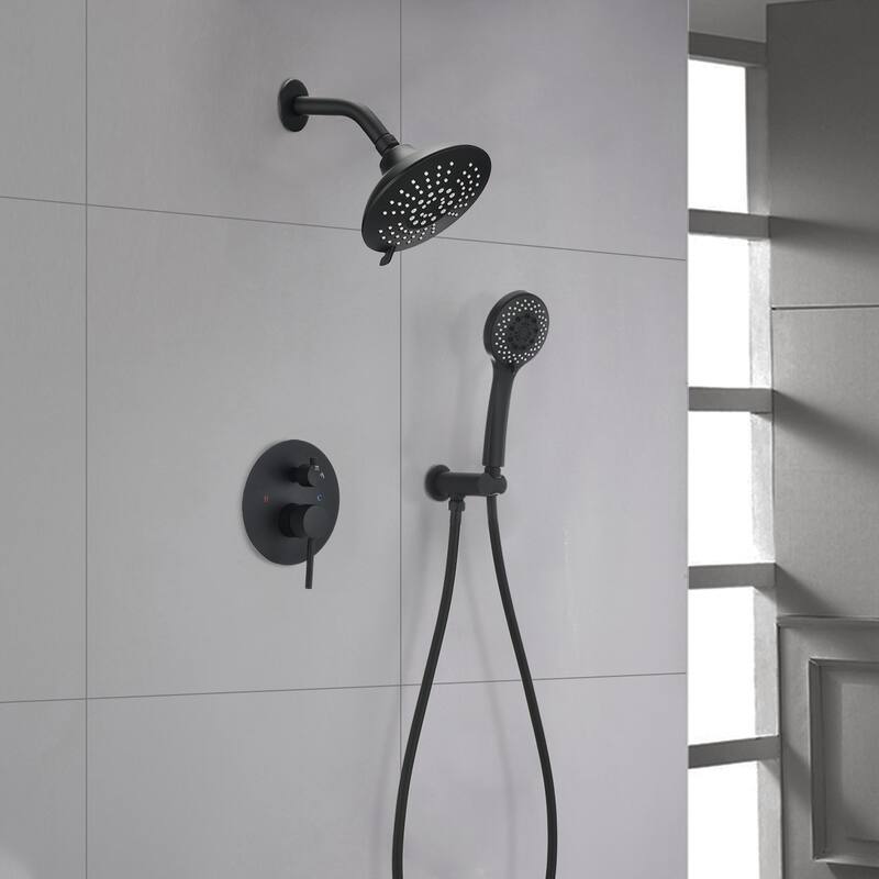 YASINU Round Shower System Wall Mounted Rain Mixer Combo Set