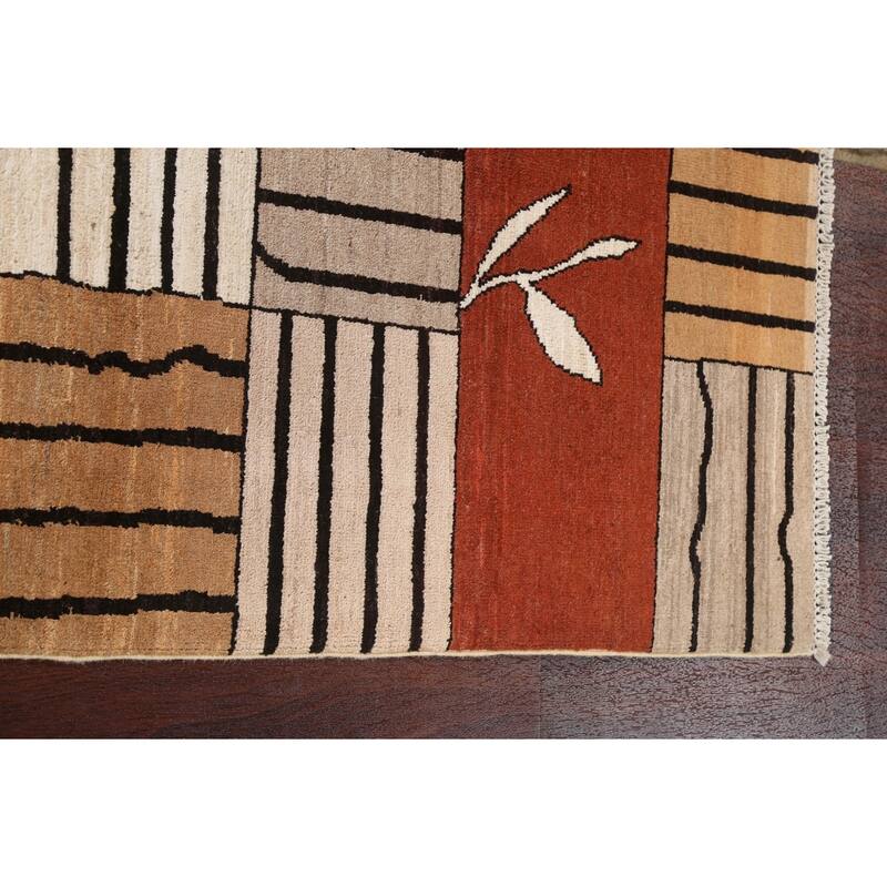 Gabbeh Kashkoli Contemporary Area Rug Wool Hand-knotted Foyer Carpet - 4'1" x 6'2"