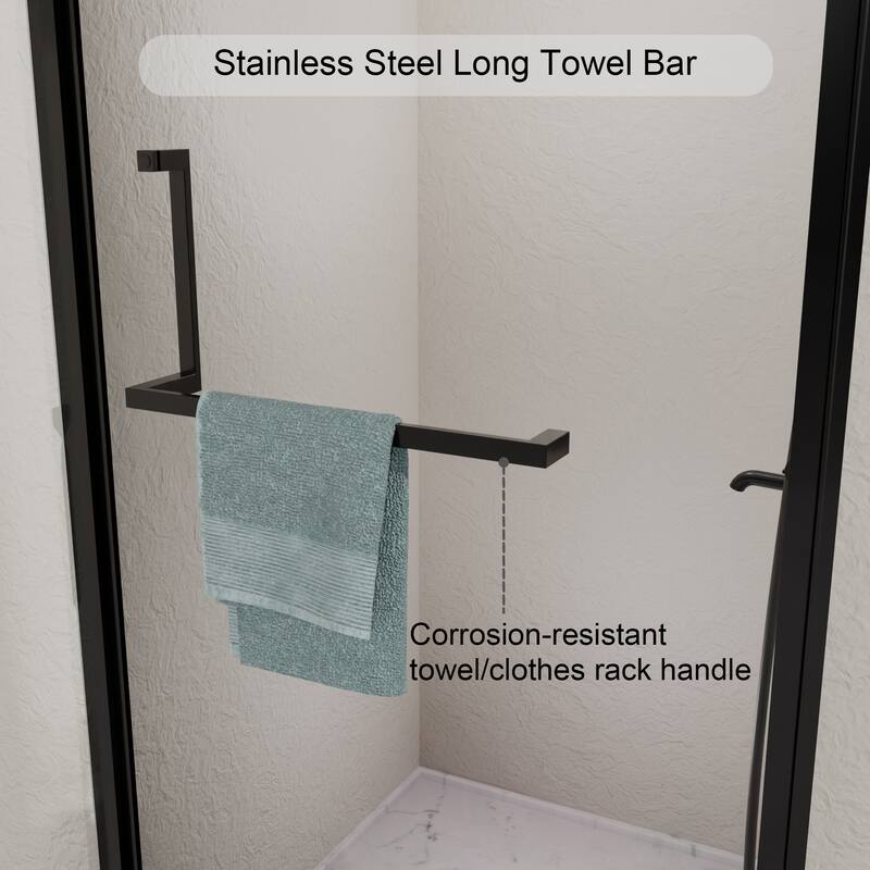 GDFStudio - Nolan Semi-Frameless Pivot Shower Door with Adjustable Fit and Tempered Glass for Modern Bathrooms