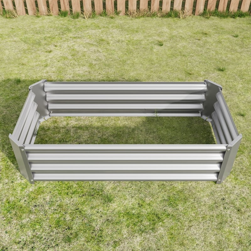 Metal Raised Garden Bed Rectangle Raised Planter for Flowers Plants Vegetables - 47.24"L * 24.00"W * 11.81"H