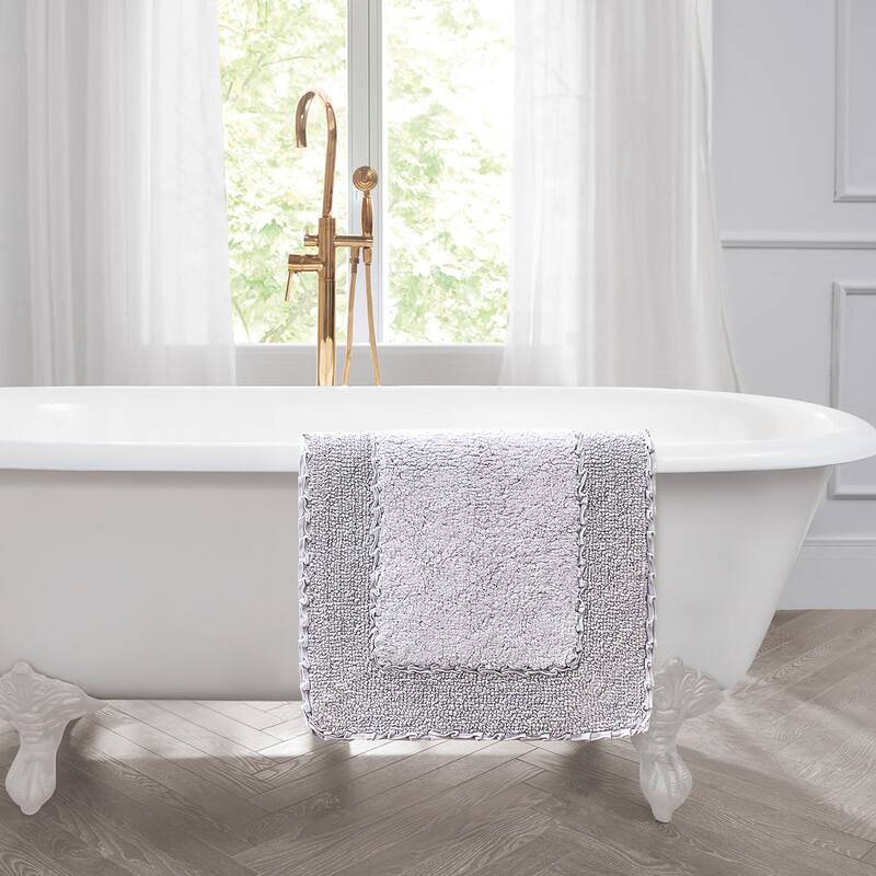 Laura Ashley Ruffle Border Pure Cotton Bath Rugs