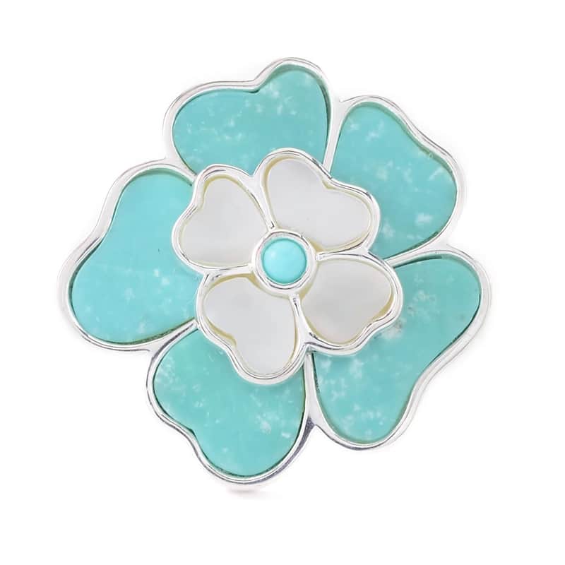 Natural Campitos Turquoise With Pearl Gemstone Ring 925 Sterling Silver Ring