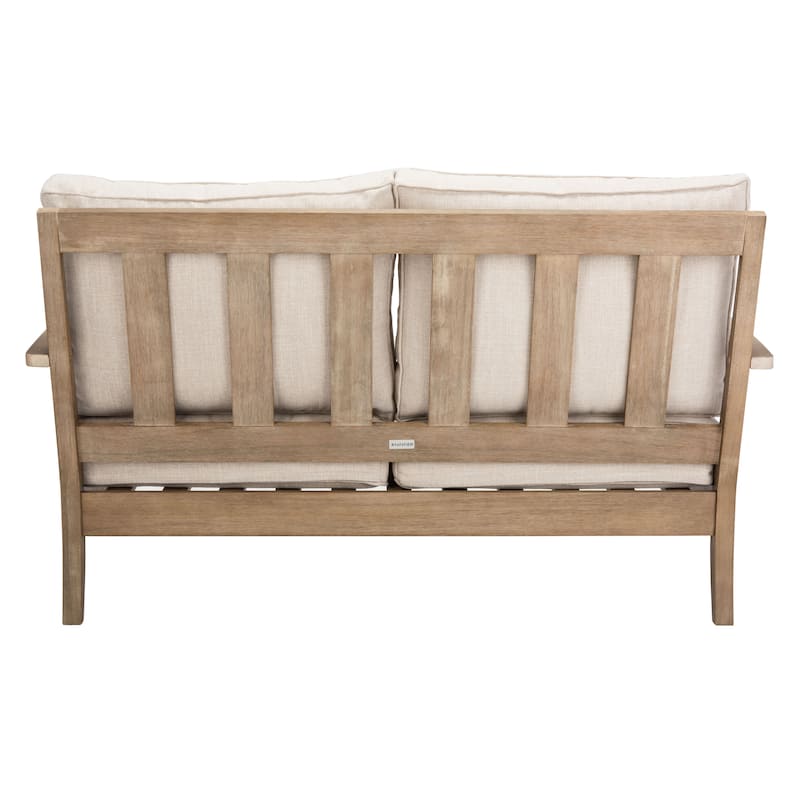 SAFAVIEH Couture Martinique Wood Patio Loveseat - 56"W x 35"D x 32"H