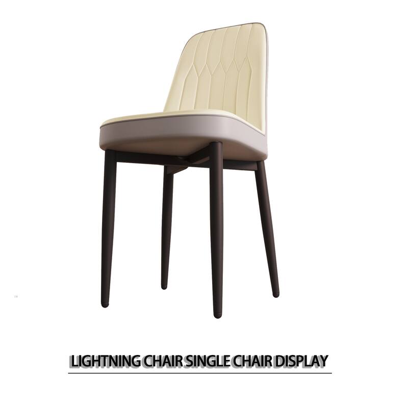 Modern PU 4 Piece Kitchen Dining Chair Set with Cushions, Metal Legs, Anti-Scratch Foot Pads for Dining Room Kitchen Living Room