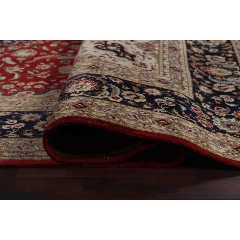 Vegetable Dye Nain Persian Area Rug Hand-knotted Large Wool Carpet - 12'1" x 19'1"