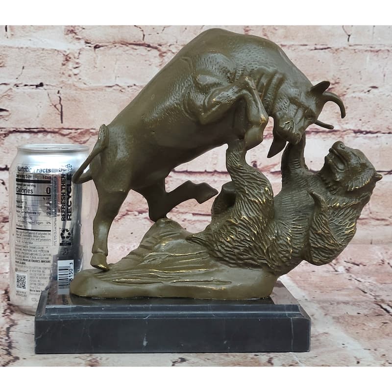 Imitative Bull And Bear Bronze Sculpture - Financial Market Symbol Animal Art
