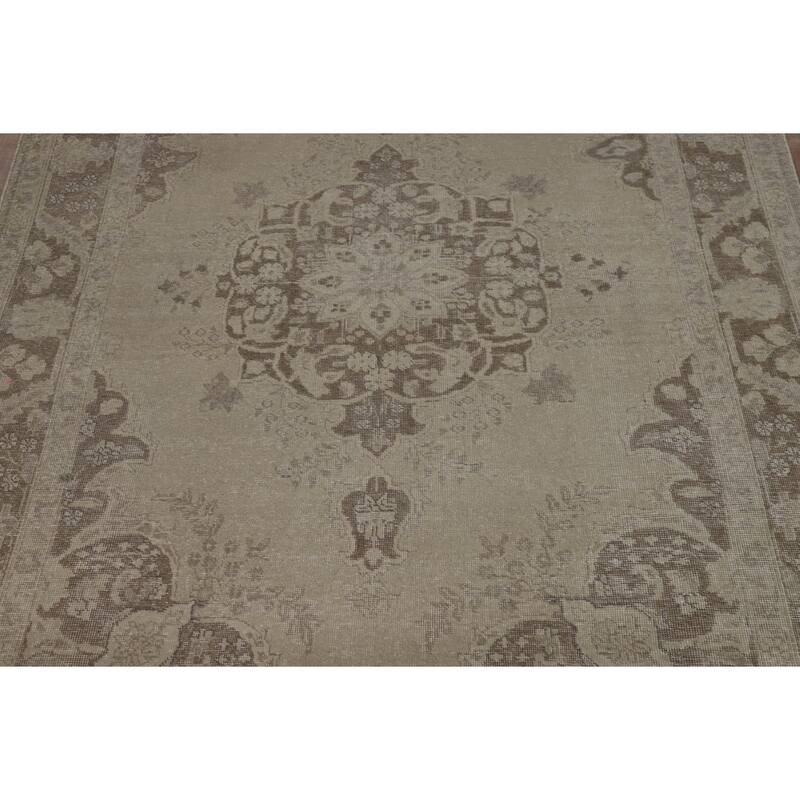 Distressed Tabriz Persian Area Rug Handmade Wool Carpet - 6'7"x 9'2"