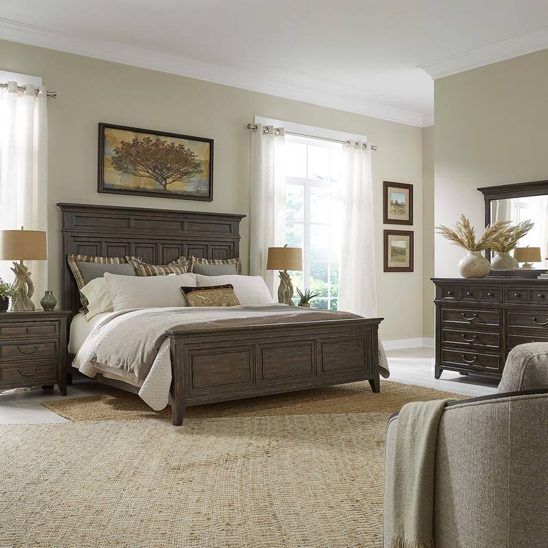 Liberty Furniture Paradise Valley California King Panel Bed, Dresser & Mirror, Chest, Night Stand - Bed, Dresser, Mirror, Nighstand