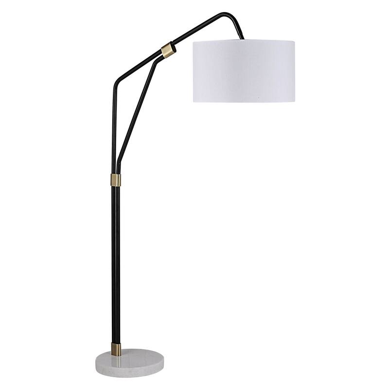 Renwil Wroxton 71" Floor Lamp with Cotton Drum Shade, Matte Black
