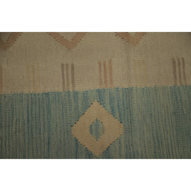 Hand Woven Oriental 100% Wool Carpet Southwestern Tribal Beige & Ivories Kilim Area Rug - 6' 6'' X 4' 6''