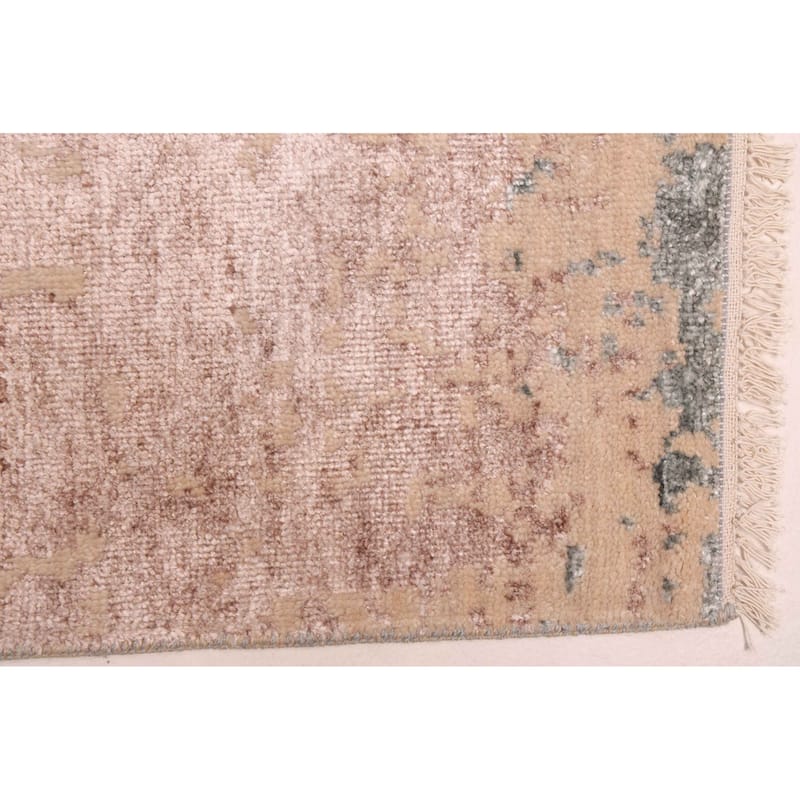 ECARPETGALLERY Hand-knotted Legacy Beige, Brown Silk, Wool Rug - 2'6 x 14'2