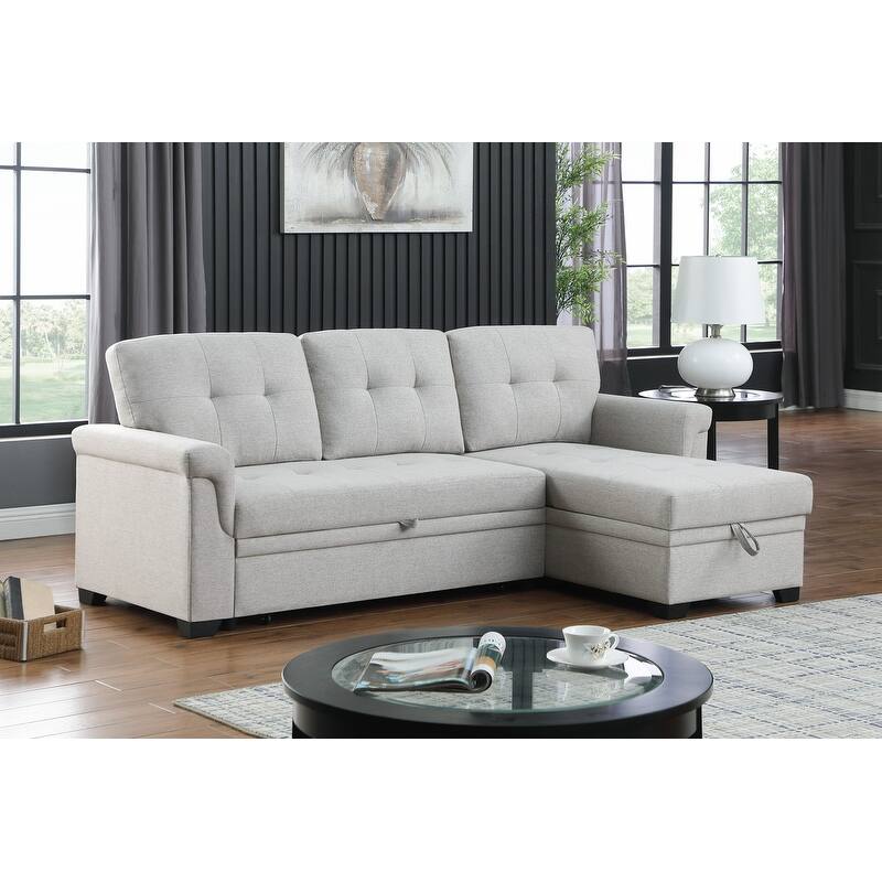 Copper Grove Perreux Linen Reversible Sleeper Sectional Sofa