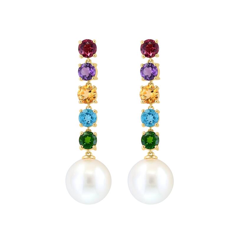 EFFY 14K Yellow Gold Multi-Gemstone and Freshwater Pearl Earrings