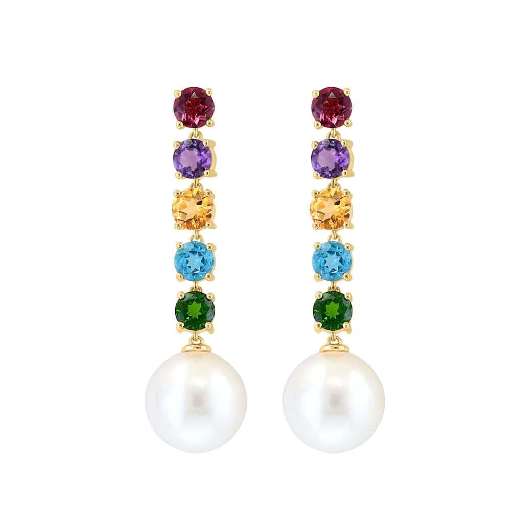 EFFY 14K Yellow Gold Multi-Gemstone and Freshwater Pearl Earrings