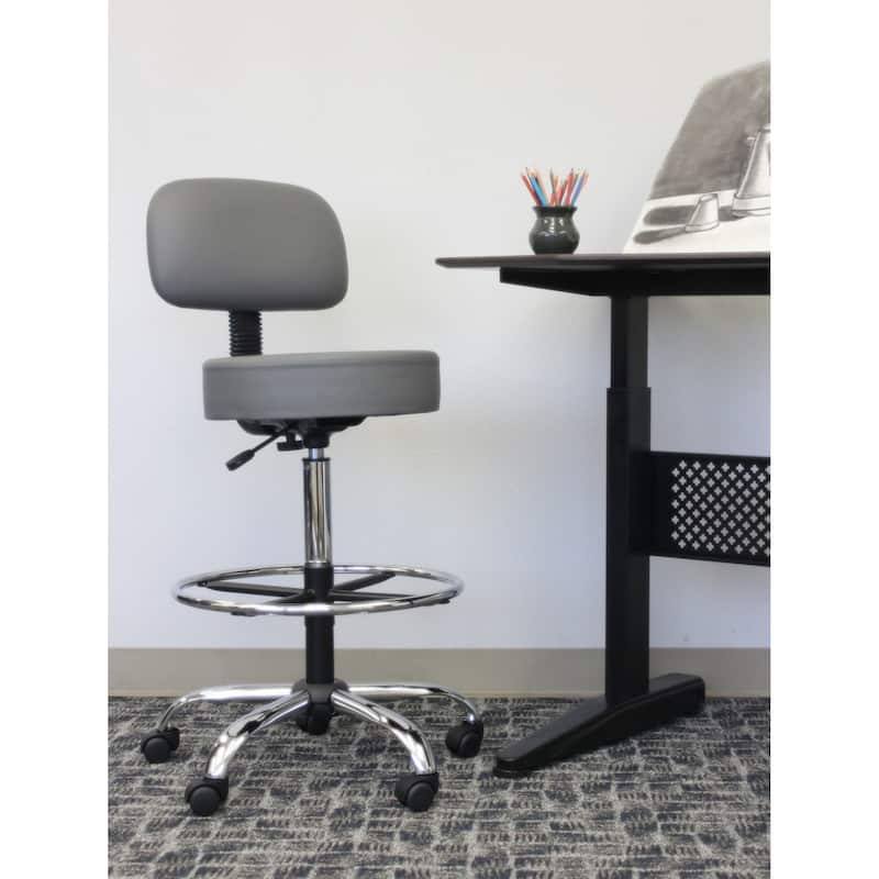 Boss Be Well Antimicrobial Adjustable Drafting Stool with Back