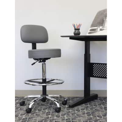 Boss Be Well Antimicrobial Adjustable Drafting Stool with Back