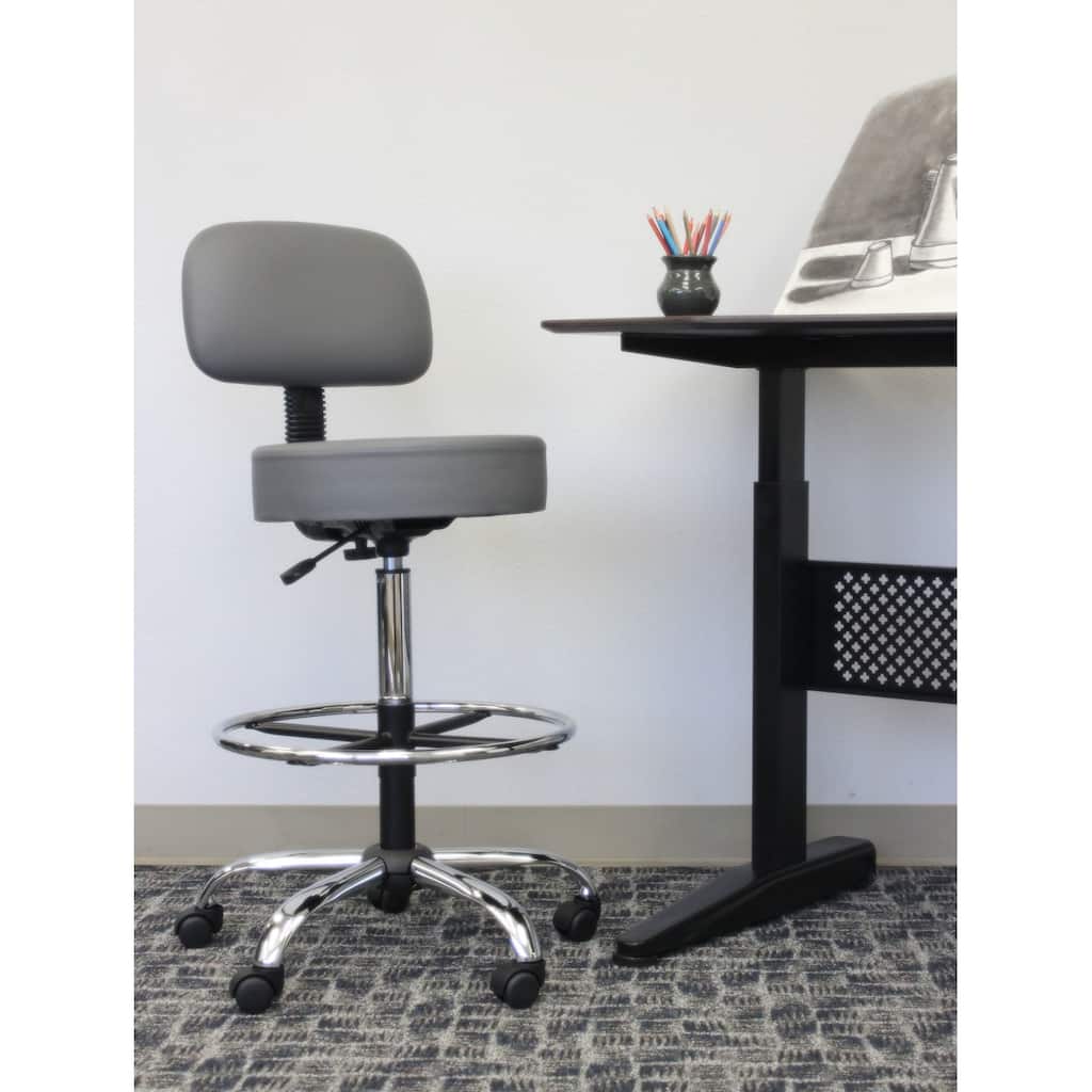 Boss Be Well Antimicrobial Adjustable Drafting Stool with Back