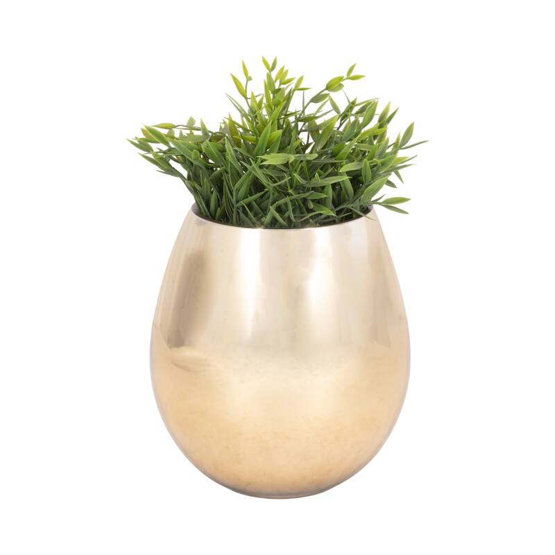 Glass Metallic Vase - Contemporary Small Decorative Flower Vase for Table Centerpiece or Home or Office Decor