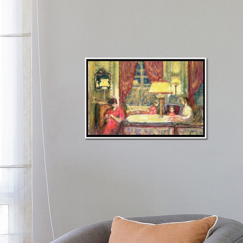 iCanvas "Lamp-Lit Interior With Figures" by Pierre Bonnard Framed
