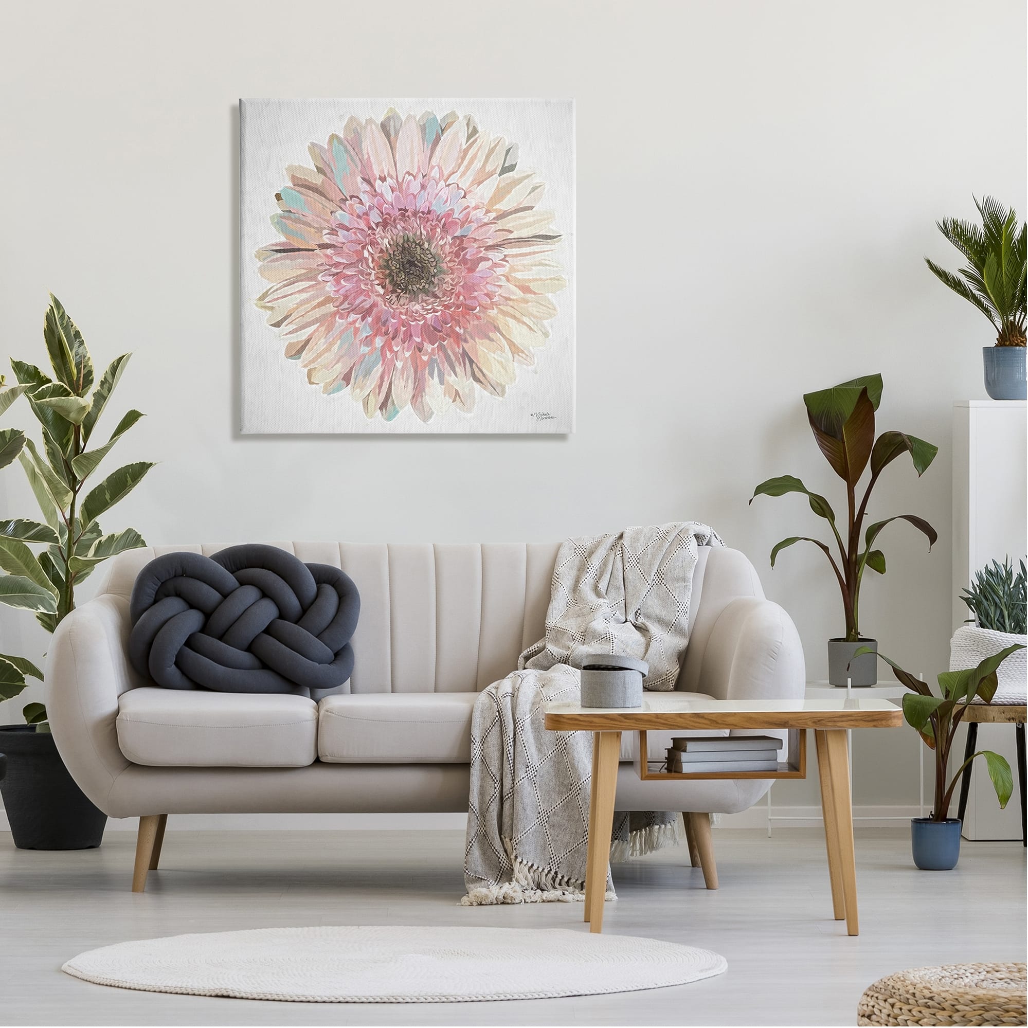Stupell Round Daisy Petal Design Flower Blossom Illustration Canvas ...