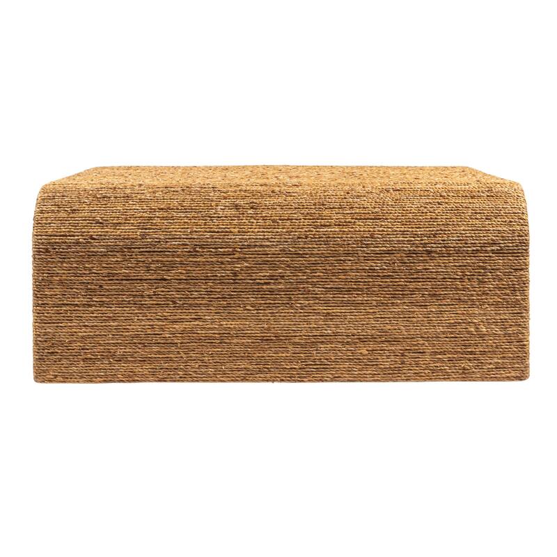 Miramar Water Hyacinth & Acacia Wood Coffee Table with Waterfall Edge