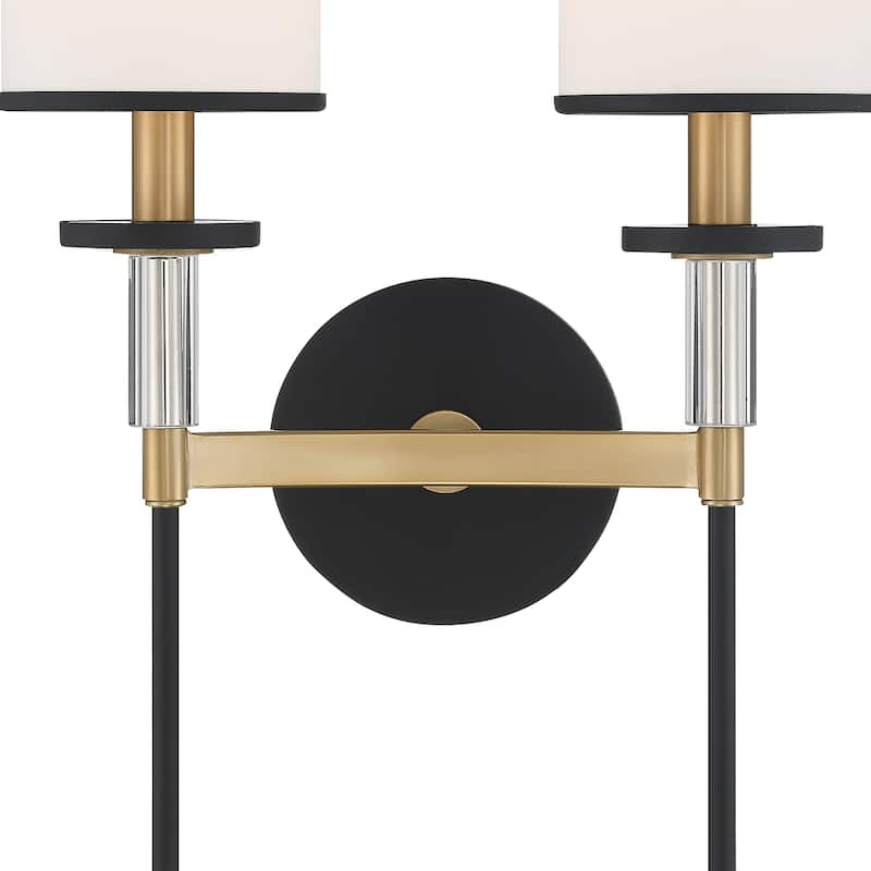 Hatfield 2 Light Black Forged & Vibrant Gold Wall Mount - 12"W x 18.5"H x 6"D