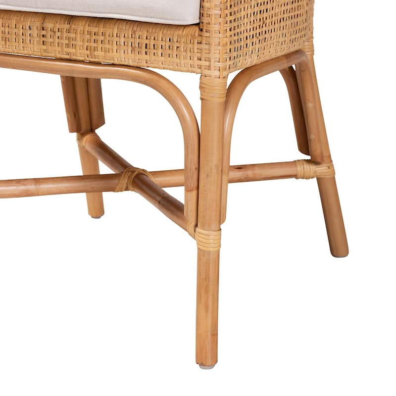 Bella Rattan Dining Chair - Handwoven Wicker Accent Side Chair with High Backrest, Coastal Boho Seating for Kitchen or Dining