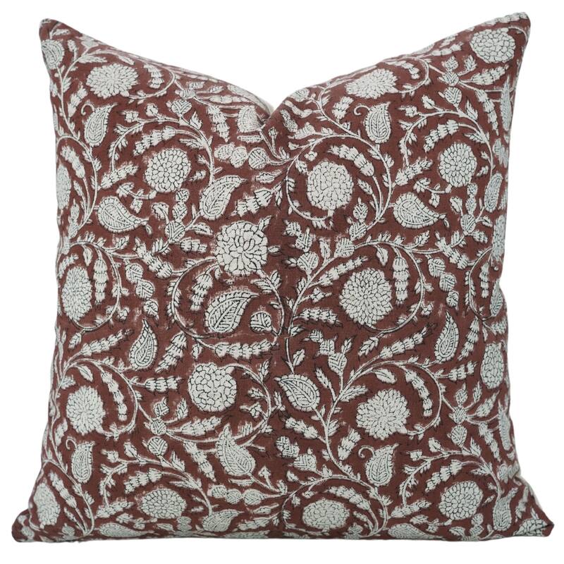 Cotton Linen Bohemian Block print pillow Cover- Gopi - Pillow Covers - 22" x 22"