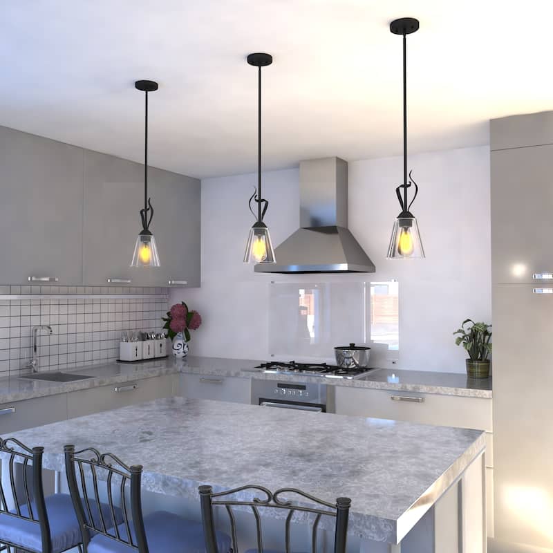 Cinta Bronze Mini Pendant Ceiling Light Clear Glass - 5.75-in W x 17.75-in H x 5.75-in D