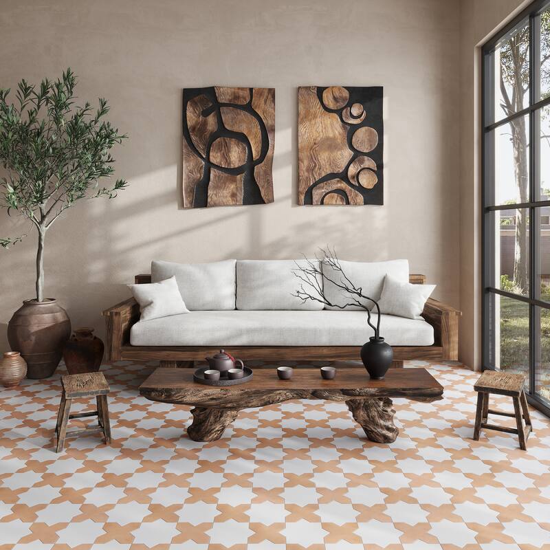 Seville 7" Star with 5" Cross Matte Porcelain Wall and Floor Tile (10.62 sq ft/case) - 68 Pack - White/Brown