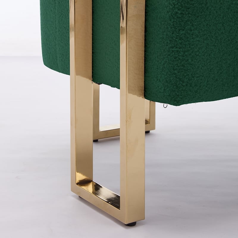 Teddy Fleece Modern Accent Chair with Gold Metal Legs and High-Rebound Cushion