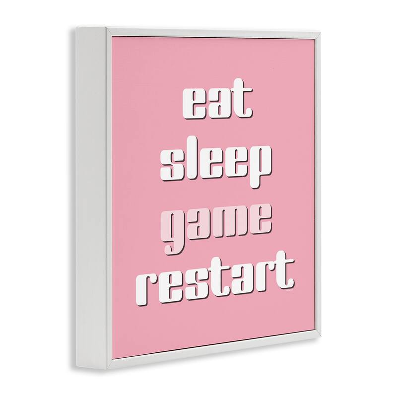 Stupell Gamer Phrases on Pink Framed Giclee Art Design By Yass Naffas Designs
