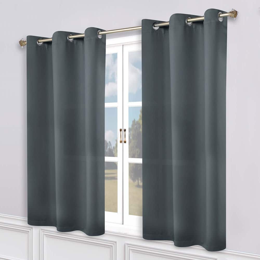 Superior Modern Solid Washable Room Darkening Curtains, Set of 2 Panels