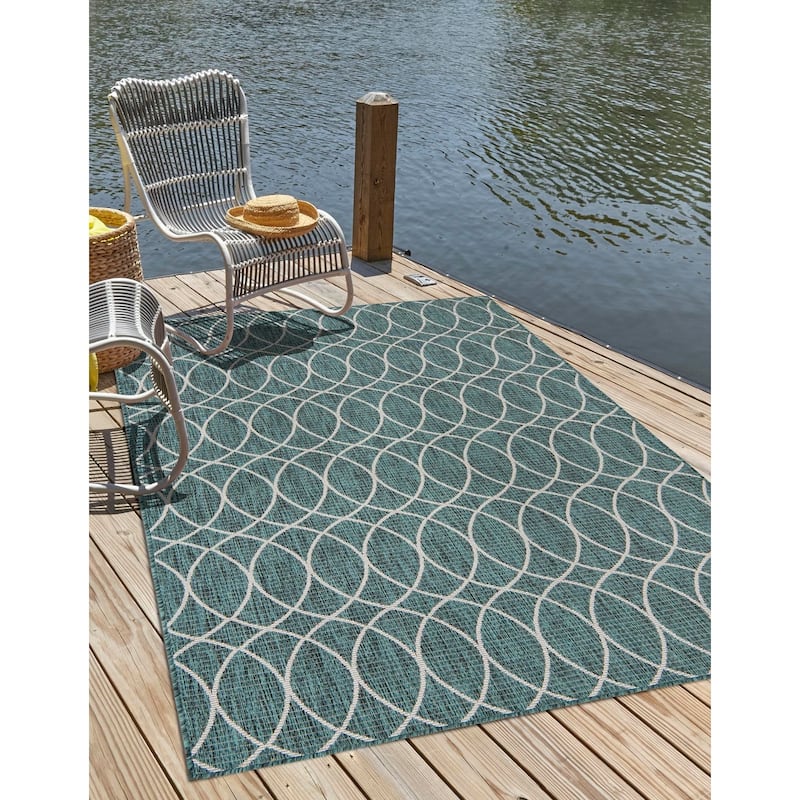 Outdoor Khence Collection Area Rug - Teal - 4'x6'