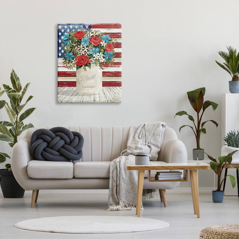 Stupell Industries Americana Flag Festive Bouquet Canvas Wall Art by Cindy Jacobs