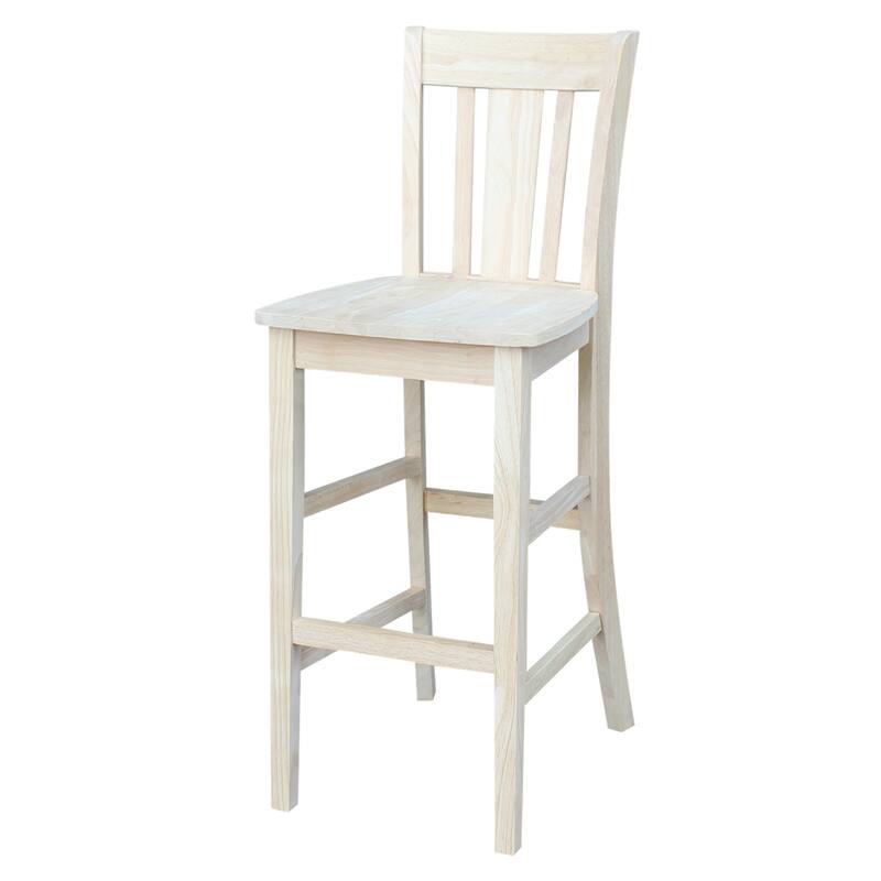 42" Round Pedestal Bar Height Table with Two San Remo Stools - Unfinished