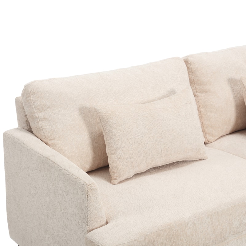 Chenille Fabric Loveseat Sofa, 2-Seater Sofa Couch with Extra Deep Seats, Upholstered Lounge Sofa with Wood Legs