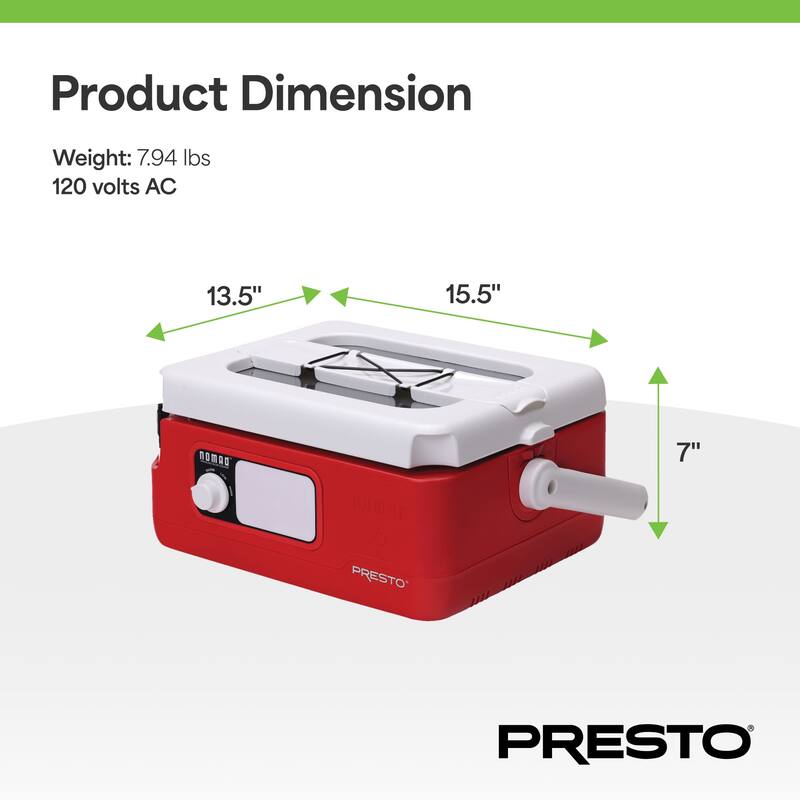 Presto 06019 8 Qt Nomad Portable Electric Slow Cooker, Locking Lid, Green/Gold