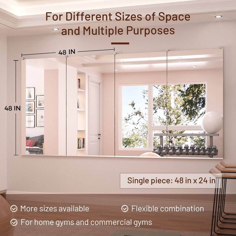 KEONJINN Home Gym Mirror for Fitness, Exercise, Dance, Wall Mounted, 2-PIECE