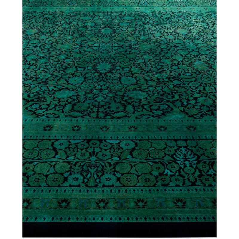 Overdyed One-of-a-Kind Hand-Knotted Area Rug - Green - 12' 0" x 18' 7"