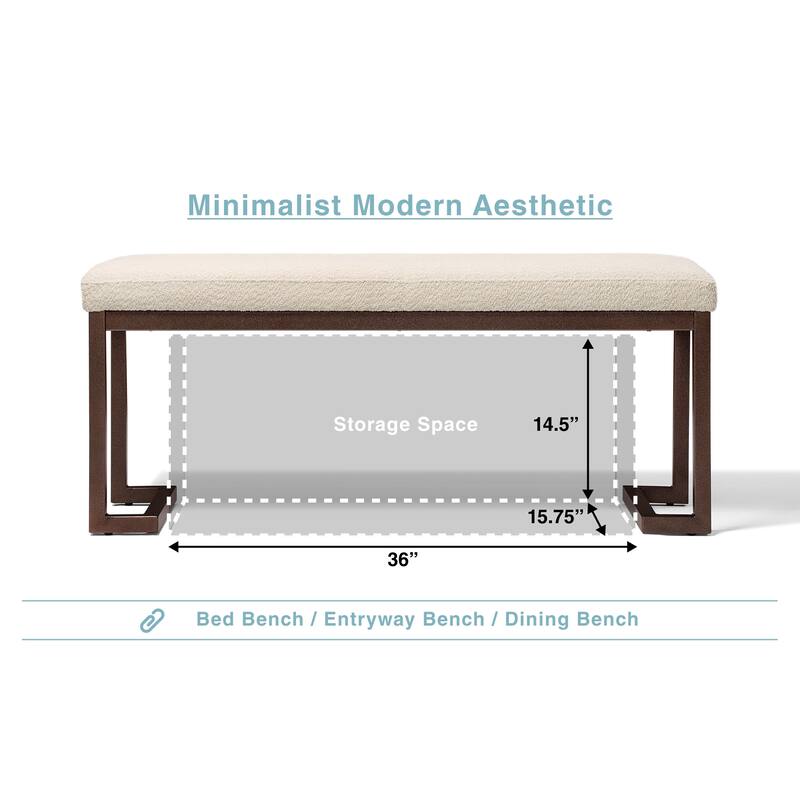 Luxury Bedroom End of Bed Bench Indoor Bench Casual Stool, Dining Room Stool Decorative Stool with Metal Frame