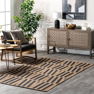 Nuloom Nalle Tilted Stripes Jute Area Rug.