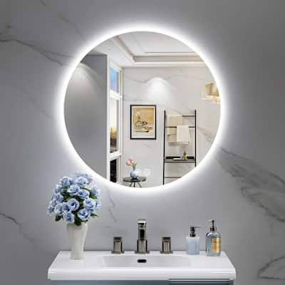 Round Super Bright LED Lighted Anti-fog Wall Bathroom Vanity Mirror